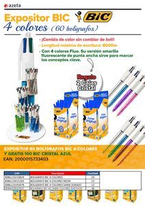 EXPOSITOR 60 BOLIGRAFOS BIC 4 COLORES + 100 BIC CR