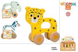 EXPOSITOR 12 ARRASTRES MADERA ANIMALES SURTIDOS