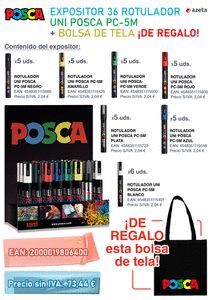 EXPOSITOR 36 ROTULADOR UNI POSCA PC-5M + TOTE BAG