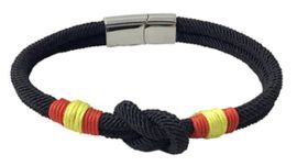 PULSERA DE CORDON CON NUDO NEGRO BANDERA ESPAÑA CI