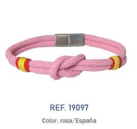 PULSERA DE CORDON CON NUDO ROSA BANDERA ESPAÑA CIE