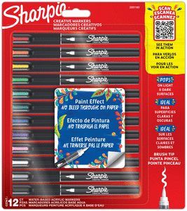 ROTULADOR SHARPIE ACRILICO BLISTER 12 PUNTA PINCEL