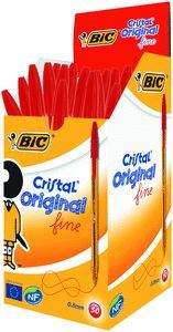 BOLIGRAFO BIC CRISTAL FINE ROJO ( NARANJA TRANSPAR