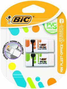 GOMA BORRAR BIC MINI PLAST OFFICE BLISTER 2 UNIDAD