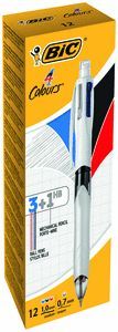 C/12 BOLIGRAFOS 4 COLORES 3+1 PORTAMINAS 0,7 BIC