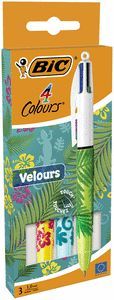 BOLIGRAFO BIC 4C VELOURS BLISTER 3 DISEÑOS NUEVOS