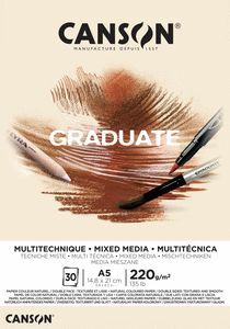 BLOC ENCOLADO A5 30H CANSON GRADUATE MIX MEDIA 220