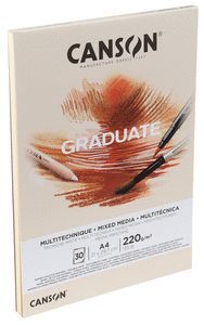 BLOC ENCOLADO A4 30H CANSON GRADUATE MIX MEDIA 220