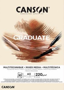 BLOC ENCOLADO A3 30H CANSON GRADUATE MIX MEDIA 220