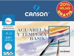 MINIPACK A4+ ACUARELA BASIK 370GRS 20  HOJAS GRATI