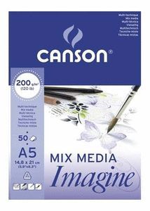 BLOC ENCOLADO A5 50H CANSON MIX MEDIA IMAGINE FINO