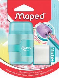 SACAPUNTAS-GOMA CONNECT 2 USOS PASTEL BLISTER