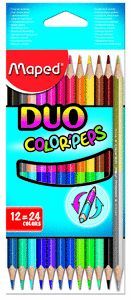 LÁPICES DE COLORES DUO BICOLOR. CAJA 12