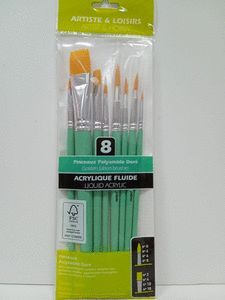 BOLSA 8 PINCELES MANGO CORTO POLIAMIDA DORADA PLAN