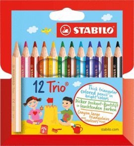 LAPIZ STABILO TRIO GRUESO CORTO 12 COLORES SURTIDO