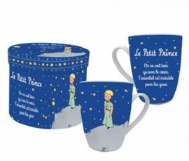 TAZA EL PRINCIPITO AZUL MARINO CON FRASE CON CAJA