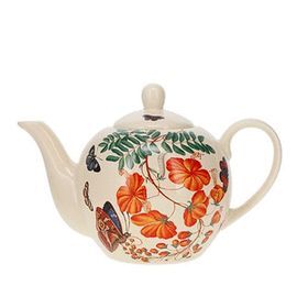 TETERA PORCELANA 900 ML FLORES NARANJAS