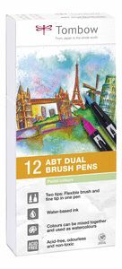 ROTULADOR TOMBOW DUAL BRUSH SET 12 COLORES PASTEL