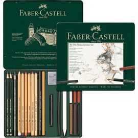 SET FABER CASTELL PITT MONOCHROME 21 PIEZAS ESTUCH