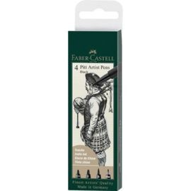 ROTULADOR FABER PITT NEGRO ESTUCHE 4 GRADUACIONES