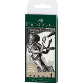 ROTULADOR FABER PITT NEGRO ESTUCHE 6 GRADUACIONES