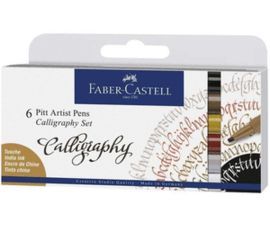 SET 6 ROTULADORES FABER CASTEL PITT CALIGRAFIA MUL
