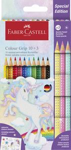 LAPIZ FABEL CASTELL GRIP 10 COLORES + 3 SPARKLE CO