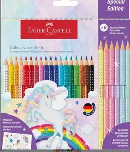 LAPIZ FABEL CASTELL GRIP 18 COLORES + 6 SPARKLE CO