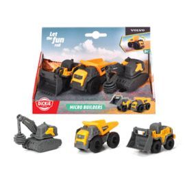 SET 3 VEHICULOS CONTRUCCION VOLVO MICRO 9 CM 2 MOD