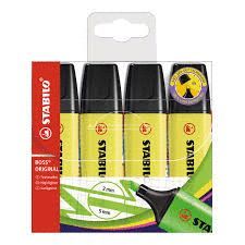 MARCADOR STABILO BOSS ORIGINAL ESTUCHE 4 UDS AMARI