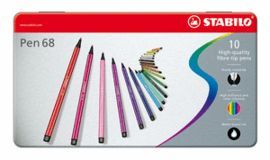 ROTULADOR STABILO PREMIUM PEN 68 CAJA METAL 10 COL