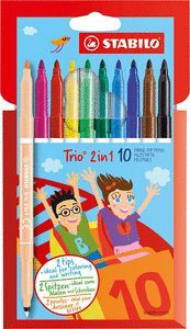 ROTULADOR STABILO TRIO 2 EN 1 SWANO 10 UD