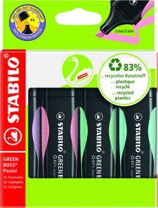 ROTULADOR STABILO GREEN BOSS PASTEL ESTUCHE DE 4 U