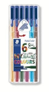 ROTULADORES TRIPLUS FINELINER 334 6 COLORES NATURE