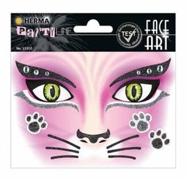PEGATINAS FACE ART CAT GLITTERY FOIL
