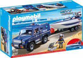 PLAYMOBIL COCHE POLICIA CON LANCHA 5187