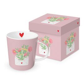 TAZA ROSA CORAZONES PARA TI + CAJA REGALO
