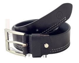 CINTURON PIEL HOMBRE KRONOS PESPUNTE BLANCO MARRON