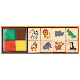 SELLO-TAMPON DE MADERA ANIMALES DE LA SELVA