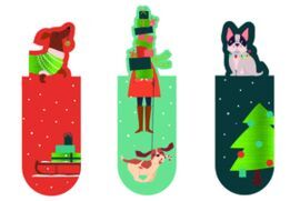 MARCAPAGINAS MAGNETICOS PERROS NAVIDAD 6 UNIDADES