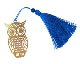 MARCAPAGINAS METAL Y PLUMERO BUHO