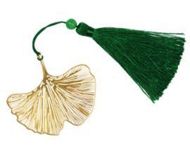 MARCAPAGINAS METAL Y PLUMERO GINKGO