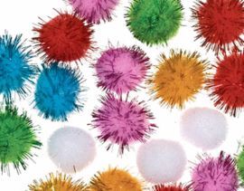 POMPON BRILLANTE TAMAÑO Y COLOR SURTIDO 20UD