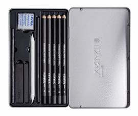 SET CARBON LYRA REMBRANDT ESTUCHE METAL 11 UDS