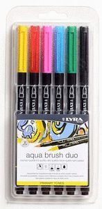 ROTULADOR LYRA AQUA BRUSH DUO TONOS PRIMARIOS 6 UD