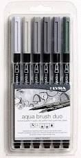 ROTULADOR LYRA AQUA BRUSH DUO TONOS GRISES 6 UDS