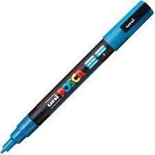 MARCADOR UNI POSCA PC-3ML AZUL CLARO PURPURINA