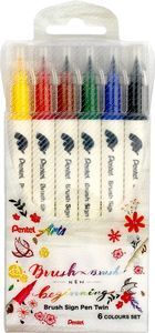 ROTULADOR BRUSH SIGN PEN TWIN SESW30C 6 COLORES SU