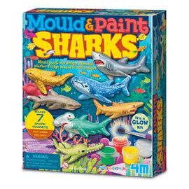 JUEGO MOULD   PAINT IMANES DE TIBURONES GLOW IN TH