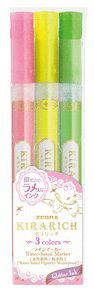 ROTULADOR ZEBRA KIRARICH GLITTER 3 COLORES SURTIDO